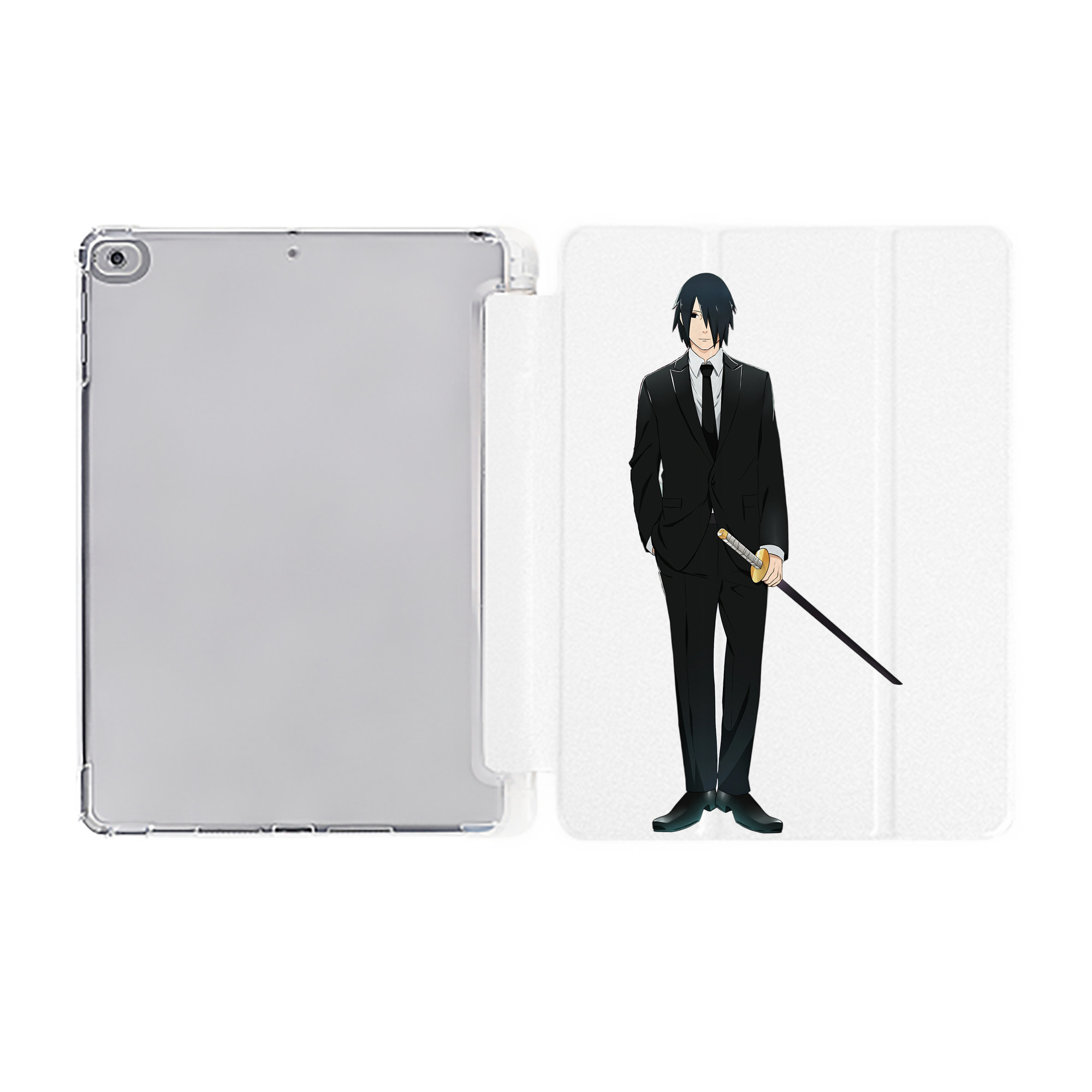 （画像用） NARUTO -ナルト- うちは サスケ Uchiha Sasuke IPad ケース ペン収納付き 三つ折りスタンド PUレザー×シリコン 対応機種9.5/10.5/10.9インチ